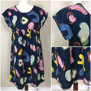 GORMAN x KATIE ERASER Bungalow Dress Organic Cotton Size Small Pockets Lagenlook